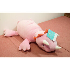 Pillowfort- Dinosaur Weighted Plush Kids' Throw Pillow Bright Pink